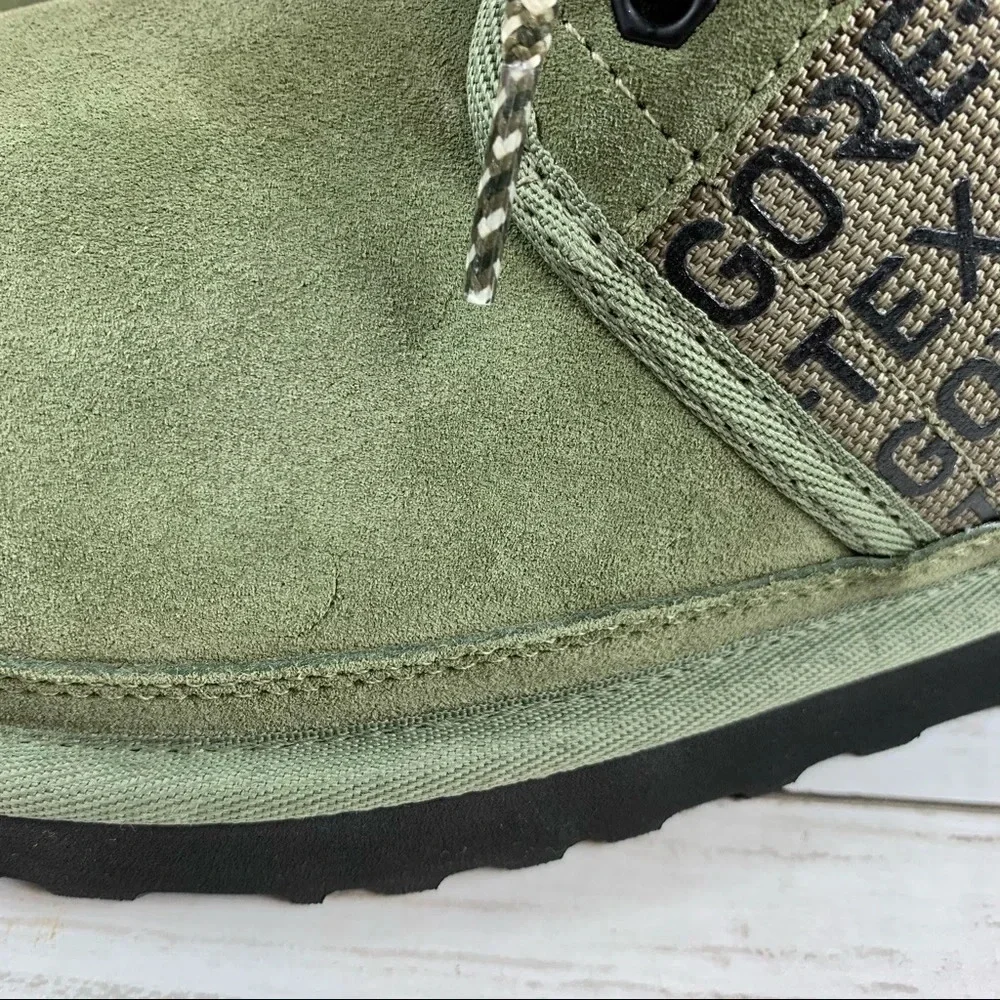 Ugg Neumel Gore-Tex Waterproof Suede Chukka Boots Olive Green Logo 7 Lace Up
